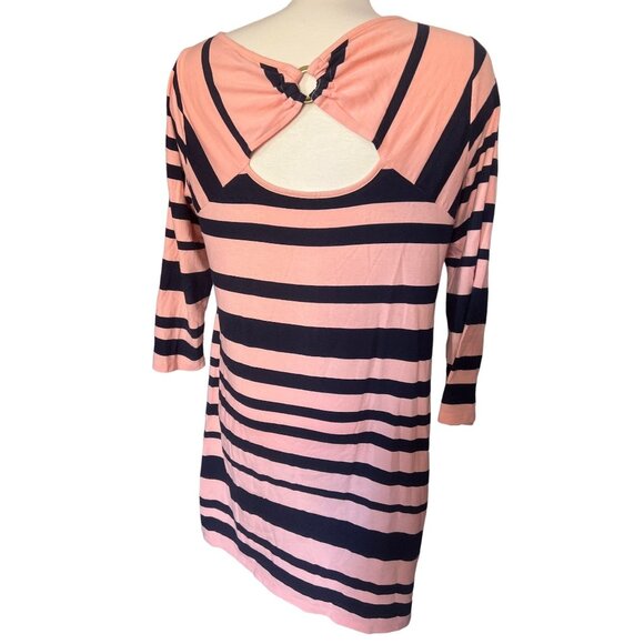 Crown & Ivy Orange & Black Striped Sundress Sz Medium with Gold Bracket - Picture 6 of 7